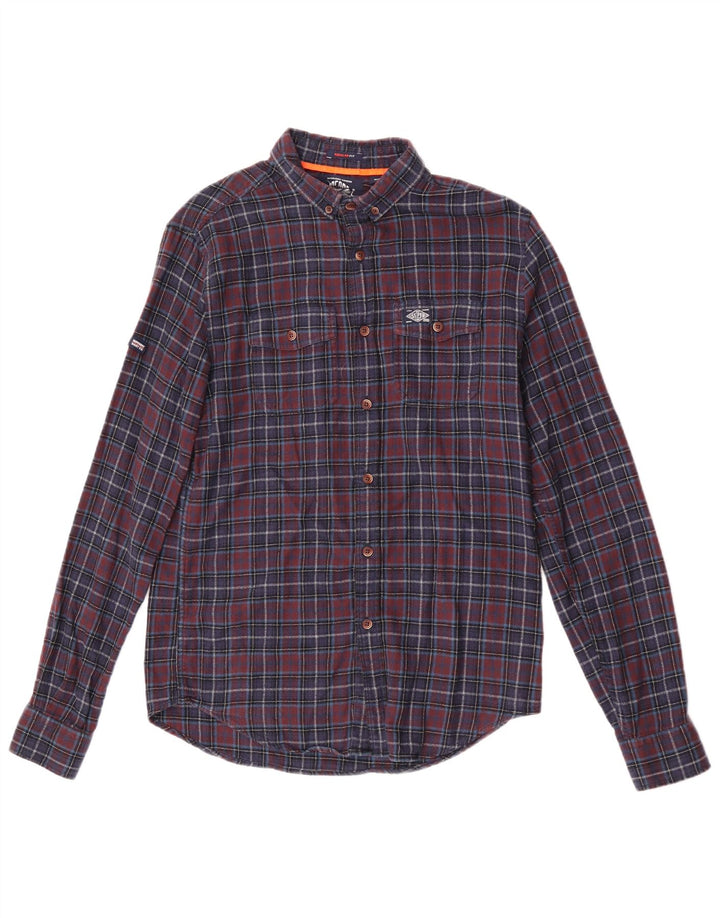 Camicia da uomo in flanella dalla vestibilità regolare Superdry, in cotone a quadri blu navy