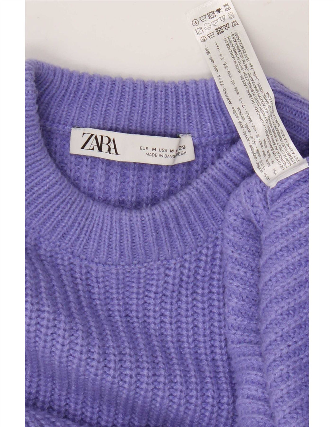 Maglione girocollo oversize da donna Zara UK 14 Acrilico viola medio