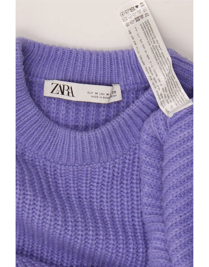 Maglione girocollo oversize da donna Zara UK 14 Acrilico viola medio