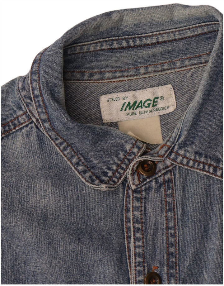 Vintage Mens Denim Shirt Large Blue