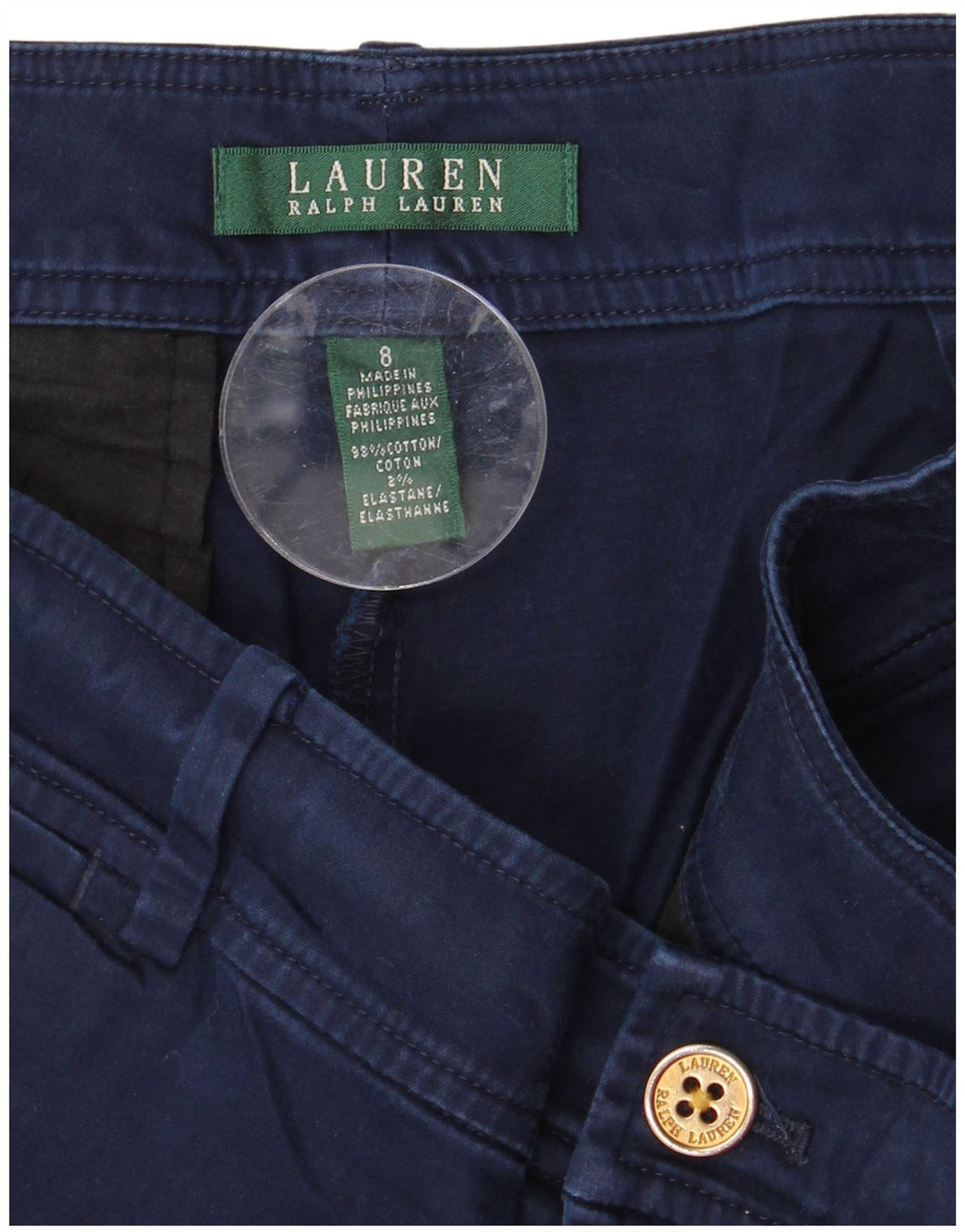 Pantaloncini chino da donna Ralph Lauren US 8 medi W32 cotone blu navy
