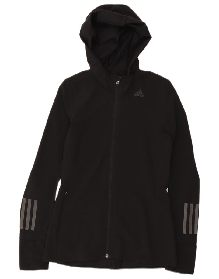 Giacca da ginnastica con cappuccio da donna Adidas UK 0/2 2XS poliestere nero