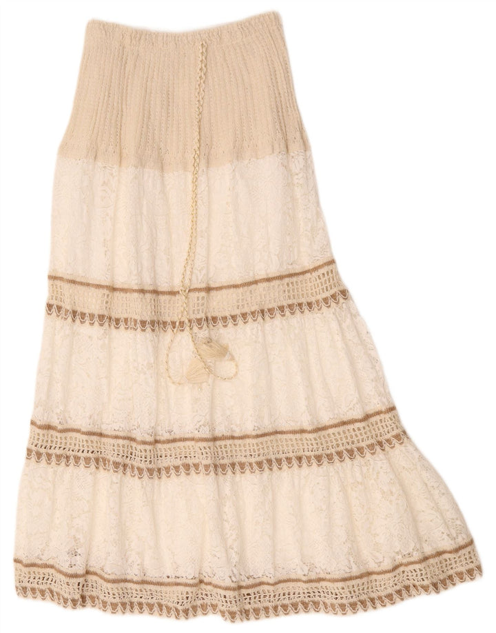 Gonna lunga a strati da donna vintage W26 piccola a righe bianche