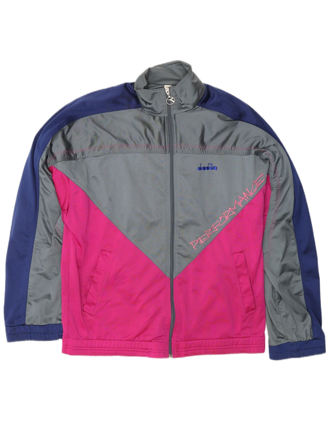 DIADORA Giacca da tuta grafica da uomo UK 42 Large Grigio Colourblock