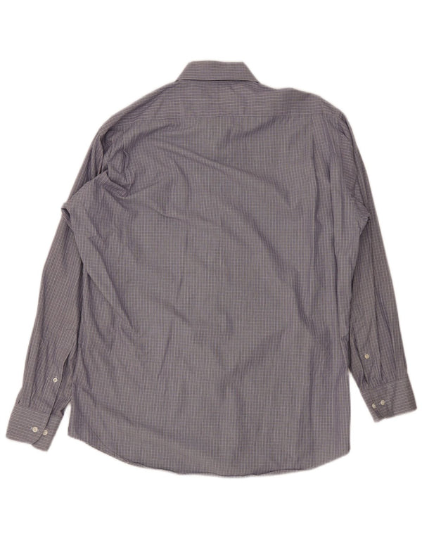 Camicia elegante da uomo Chaps Ralph Lauren taglia 16 1/2 grande cotone a quadri blu