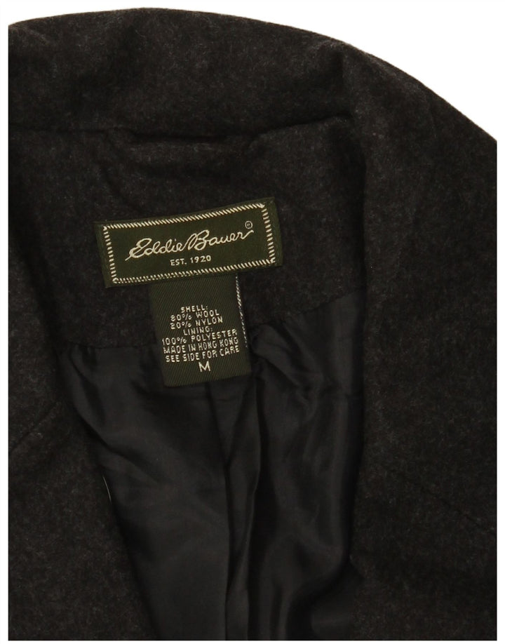EDDIE BAUER Giacca blazer a 3 bottoni da donna UK 14 Lana grigio medio
