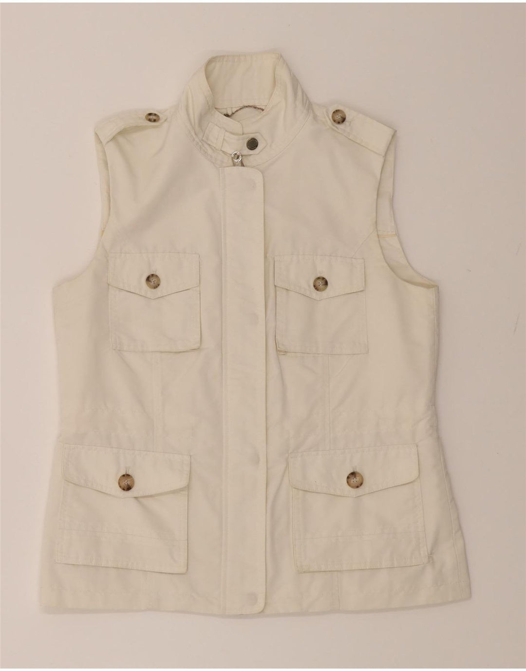 MASSIMO DUTTI Womens Military Utility Gilet UK 10 Small White Vintage Massimo Dutti and Second-Hand Massimo Dutti from Messina Hembry 