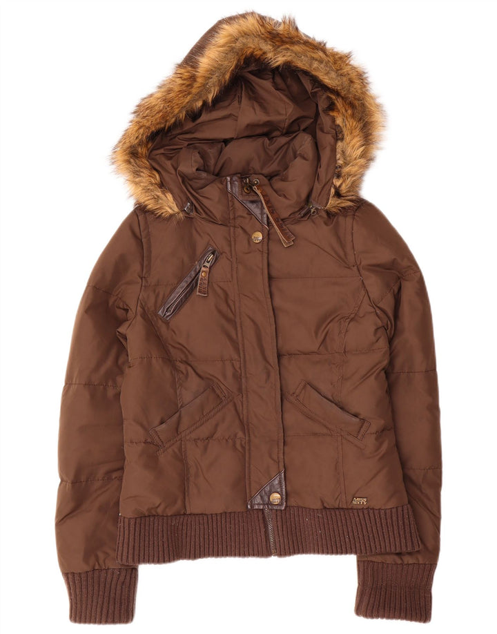 Giacca imbottita con cappuccio da donna Miss Sixty UK 10 Small Marrone Poliammide