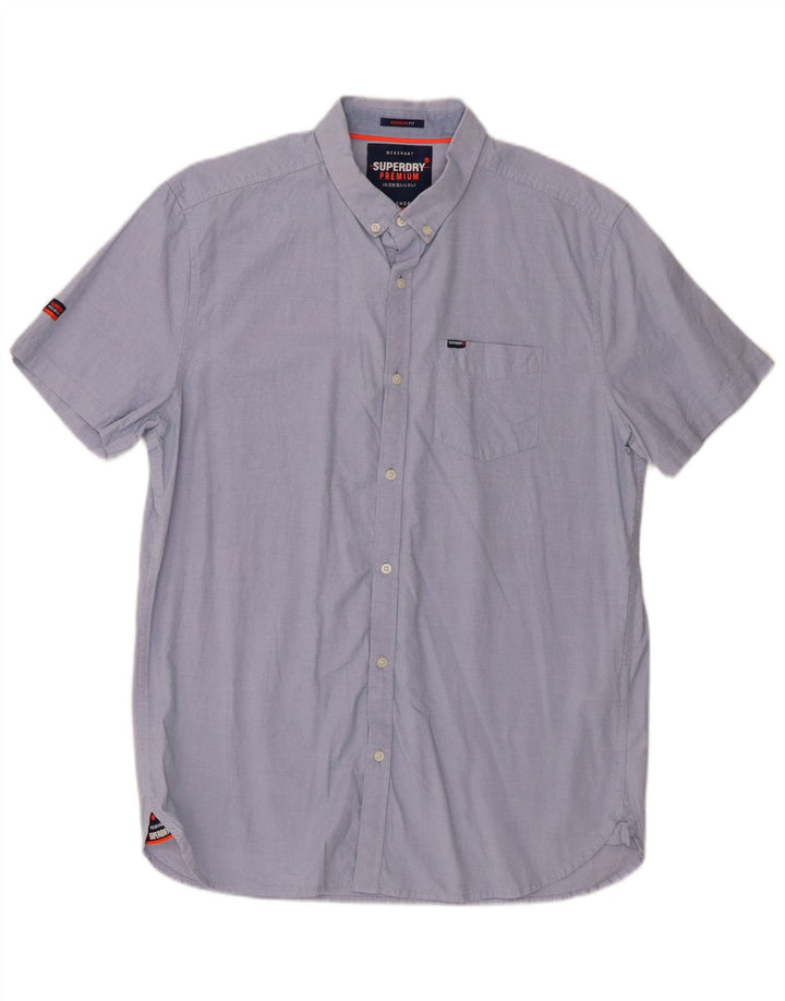 Camicia da uomo a maniche corte Regular Fit Superdry XL in cotone blu