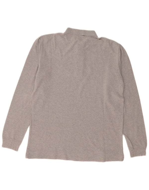 Polo da uomo a maniche lunghe BENETTON grigio medio chiazzato