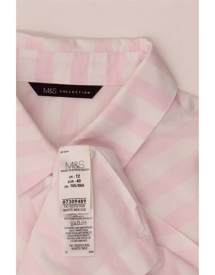 Camicia a maniche corte da donna Marks & Spencer UK 12 a righe bianche medie