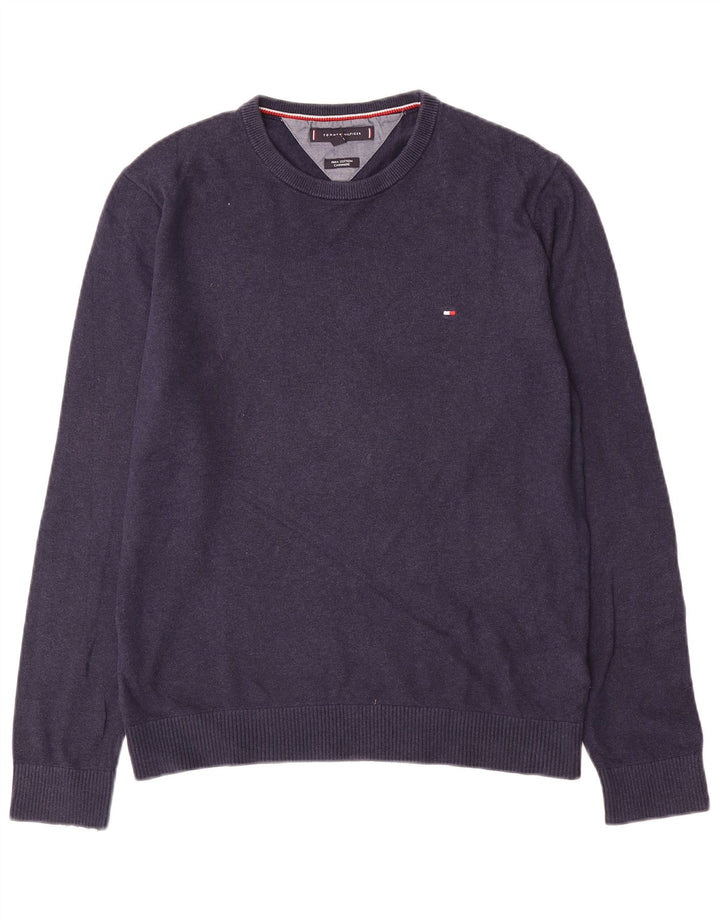Maglione maglione girocollo da uomo Tommy Hilfiger cotone medio blu navy