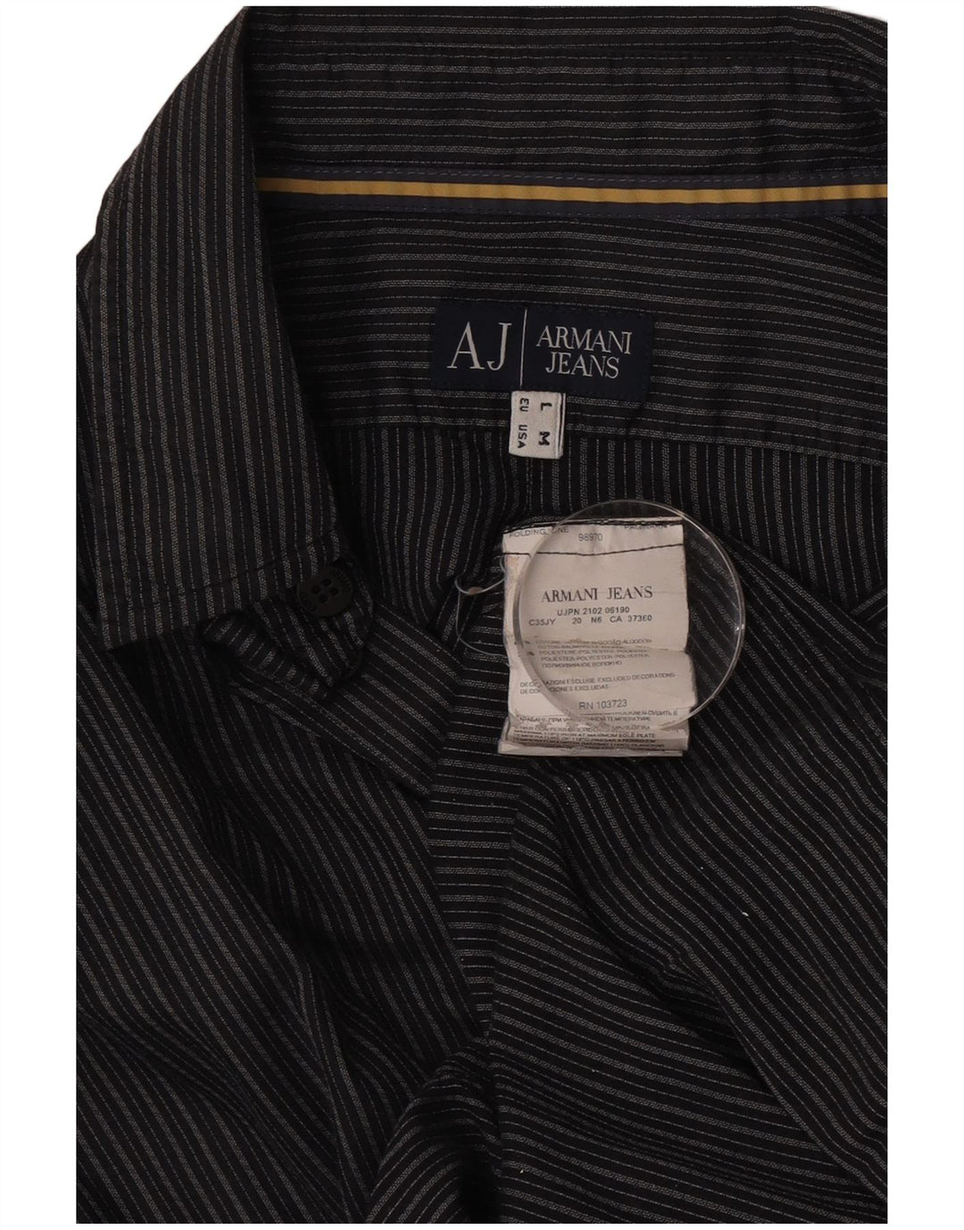 Camicia Armani Jeans Uomo In Cotone Rigato Grigio Medio