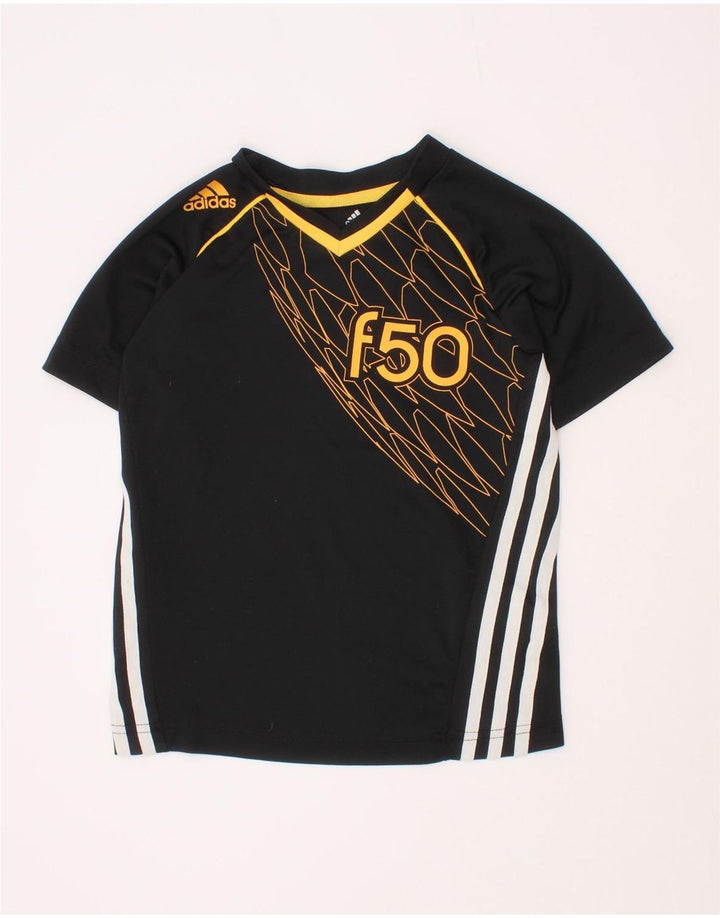 T-shirt grafica Adidas da ragazzo F50 Top 5-6 anni in poliestere nero