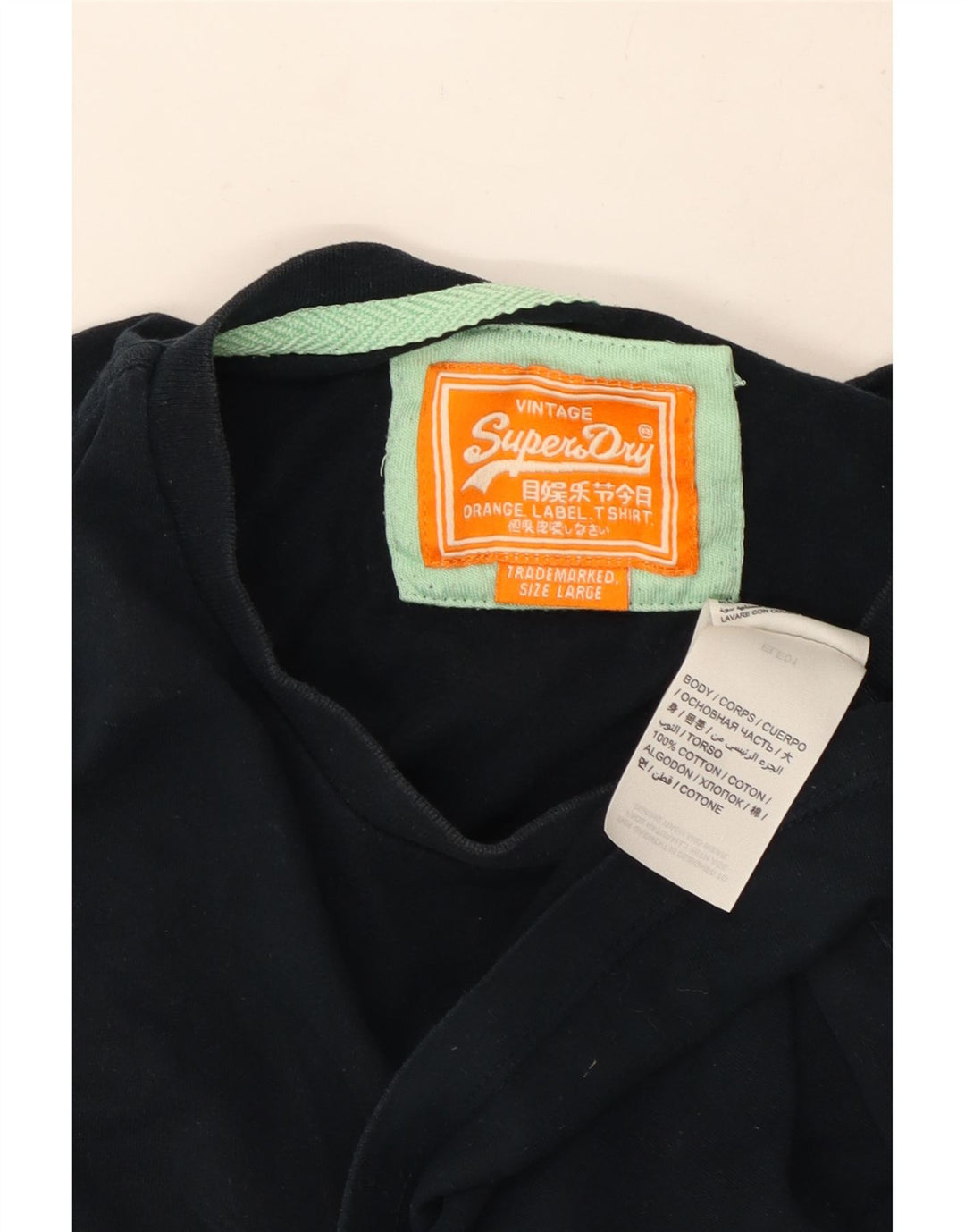 T-shirt da uomo Superdry Top Large in cotone blu navy