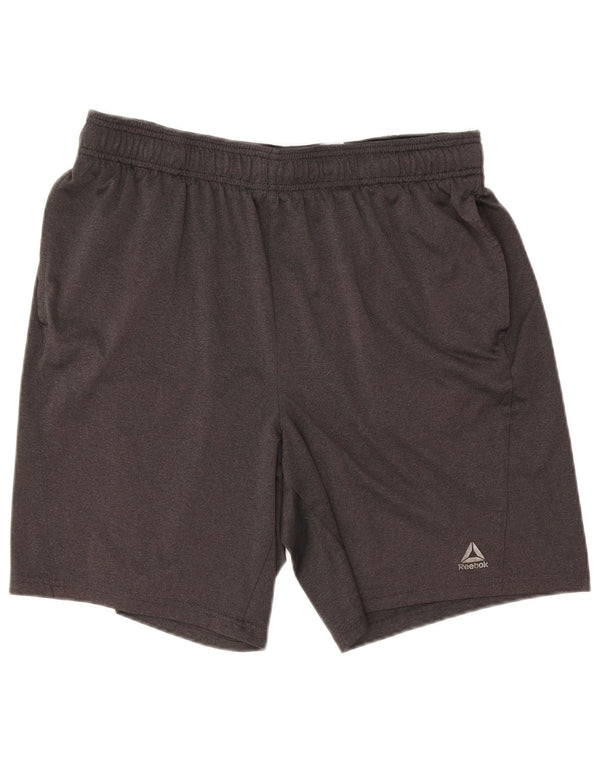 Pantaloncini sportivi Reebok da uomo grandi in poliestere grigio