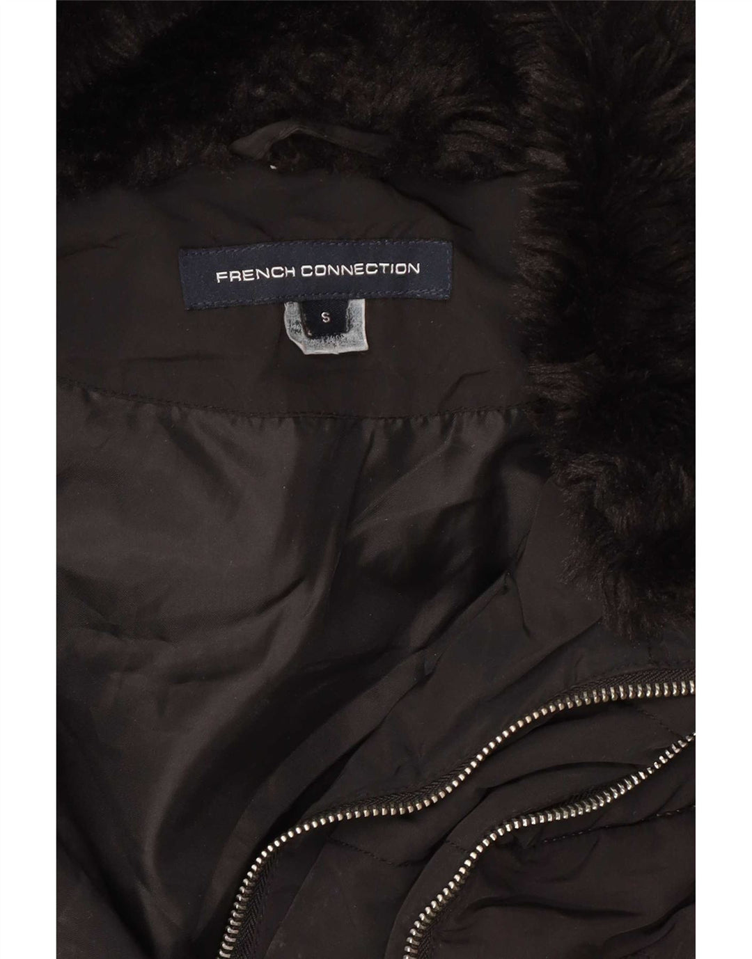 Cappotto imbottito con cappuccio da donna French Connection UK 10 piccolo poliestere nero