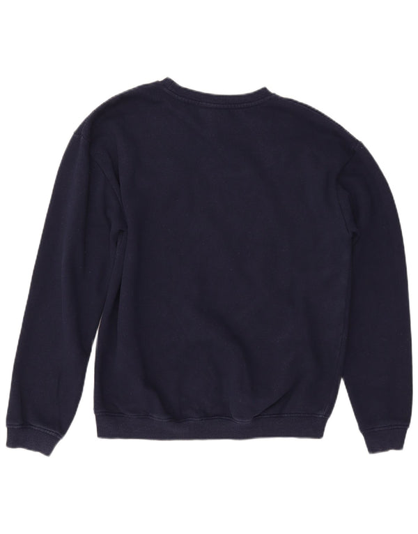 ELLESSE Felpa con grafica da donna Maglione UK 12 Medio Blu Navy Cotone