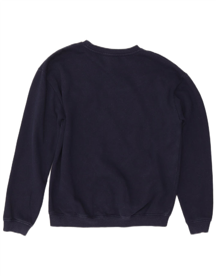 ELLESSE Felpa con grafica da donna Maglione UK 12 Medio Blu Navy Cotone