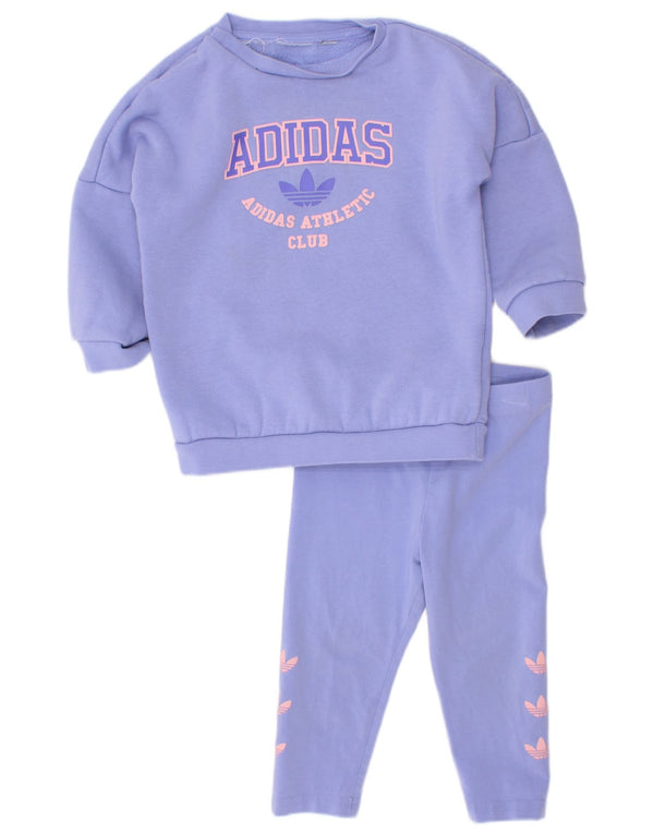 Tuta intera Adidas da bambina con grafica 9-12 mesi in cotone viola
