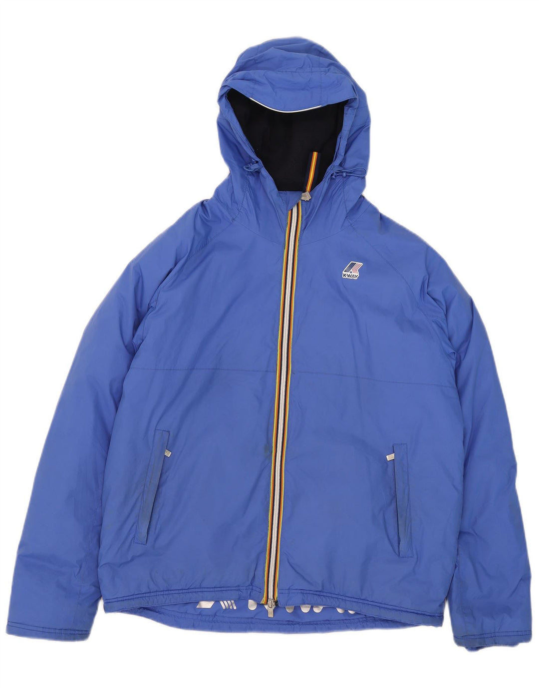Giacca a vento con cappuccio da uomo K-Way UK 40 Large Blu Poliammide