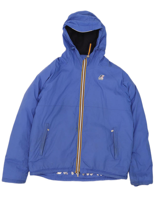Giacca a vento con cappuccio da uomo K-Way UK 40 Large Blu Poliammide