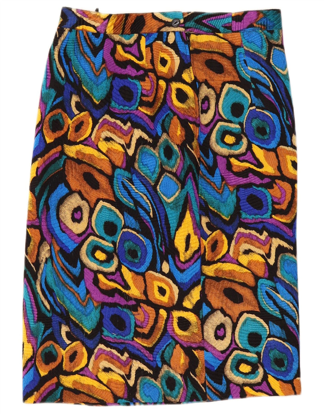 Gonna dritta da donna vintage W32 grande multicolore Ikat