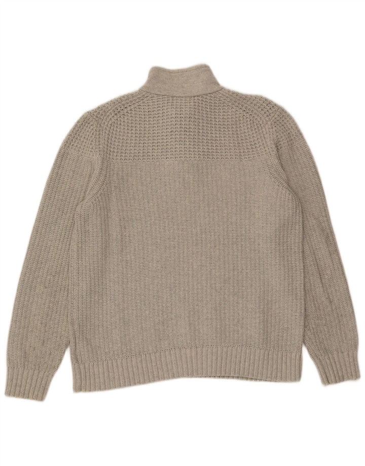 Ted Baker Maglione da uomo con collo a bottoni taglia 4 grande cotone grigio