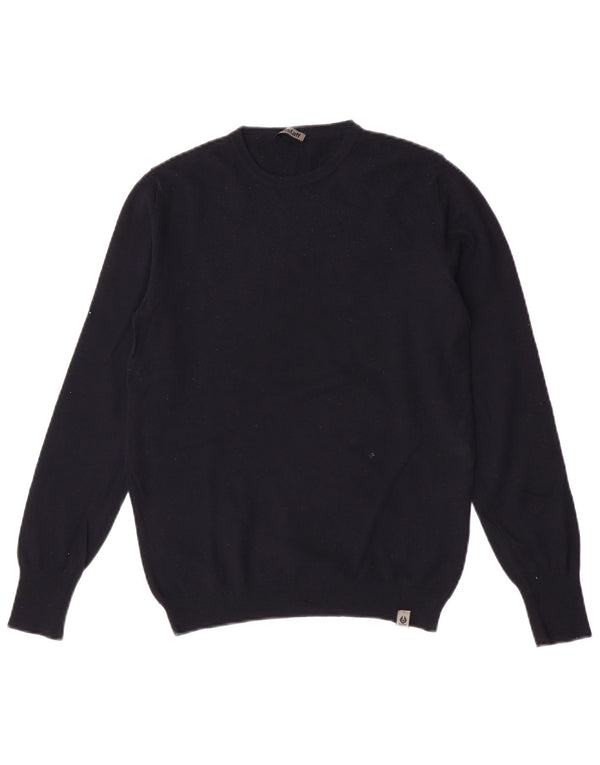 Maglione maglione girocollo da donna Belstaff UK 10 piccolo lana vergine blu navy