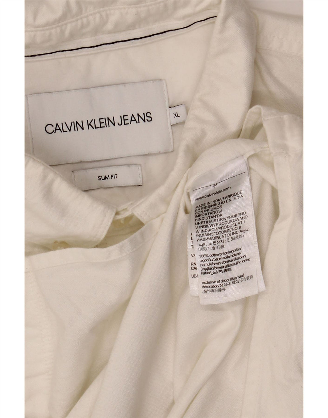CALVIN KLEIN JEANS Camicia da uomo slim fit XL in cotone bianco