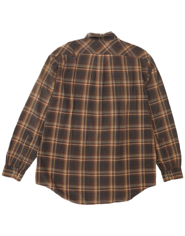 Camicia in flanella da uomo Marlboro Classics XL in cotone scozzese marrone