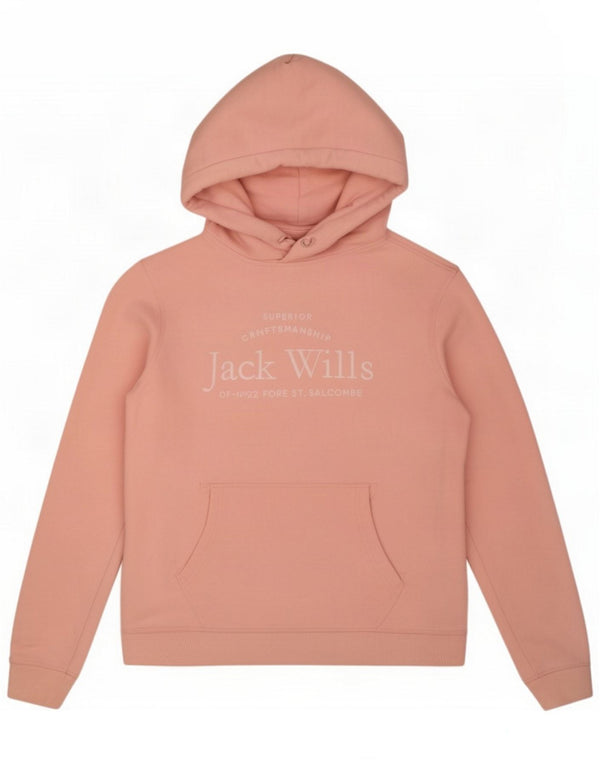 Maglione con cappuccio grafico da donna Jack Wills UK 12 Cotone rosa medio