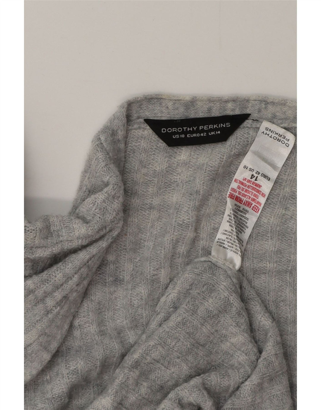 DOROTHY PERKINS Maglione cardigan lungo da donna UK 14 Large Grigio