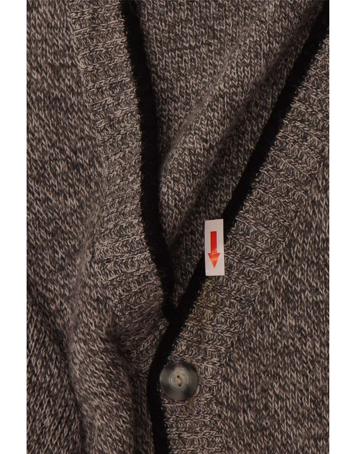 Maglione cardigan da uomo vintage grande lana screziata grigia