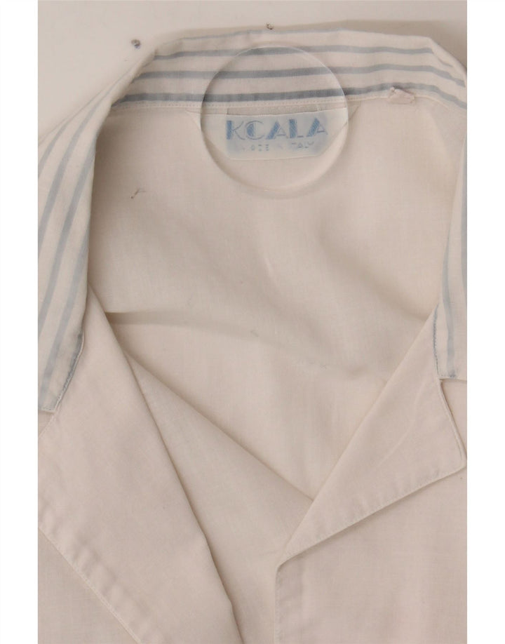 VINTAGE Womens Short Sleeve Shirt UK 14 Medium White Pinstripe Vintage Vintage and Second-Hand Vintage from Messina Hembry 