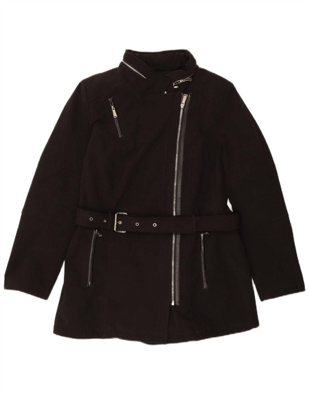 MICHAEL KORS Womens Overcoat UK 16 Large Black Cotton
