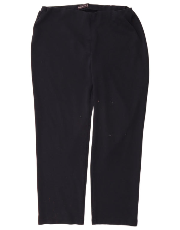 Marks & Spencer Womens Casual Trousers UK 14 Large W32 L28 Navy Blue