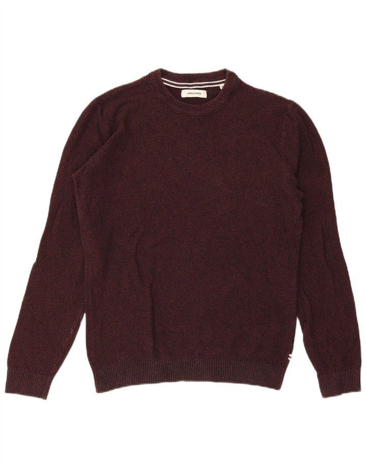 Maglione maglione girocollo da uomo Jack & Jones in cotone bordeaux medio