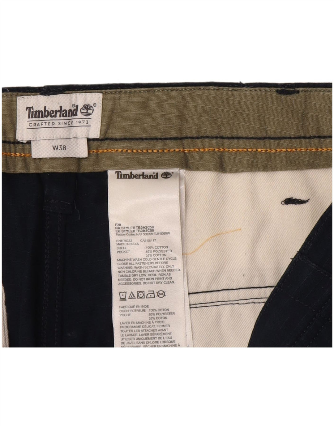 Pantaloncini cargo da uomo TIMBERLAND W38 XL in cotone blu navy