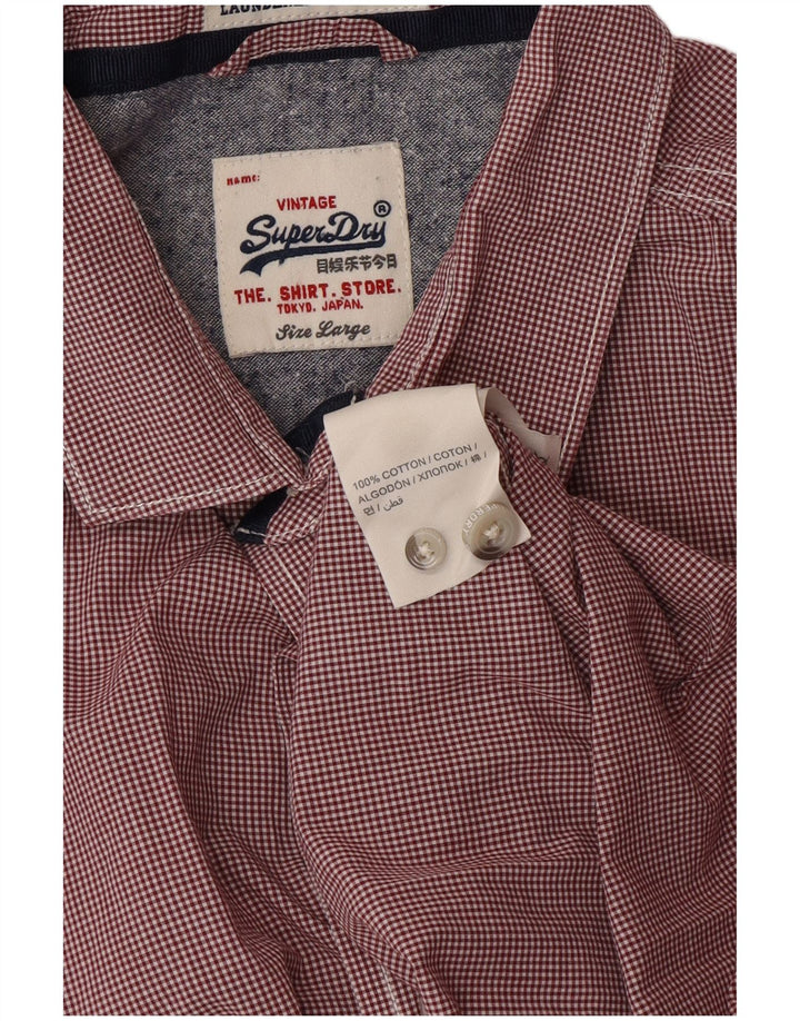 Camicia da uomo SUPERDRY grande in cotone a quadretti rossi