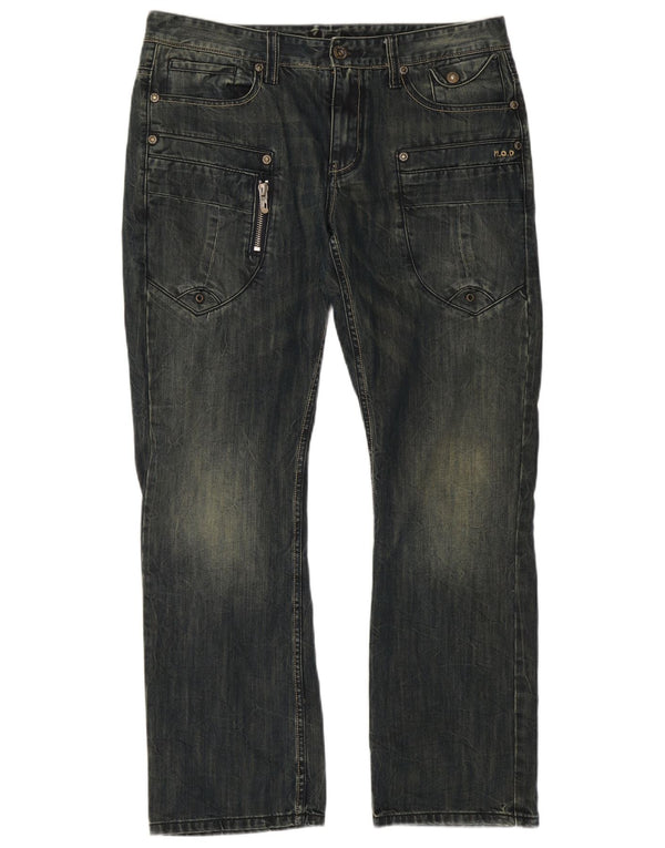 Jeans dritti cargo da uomo vintage W36 L32 in cotone blu navy
