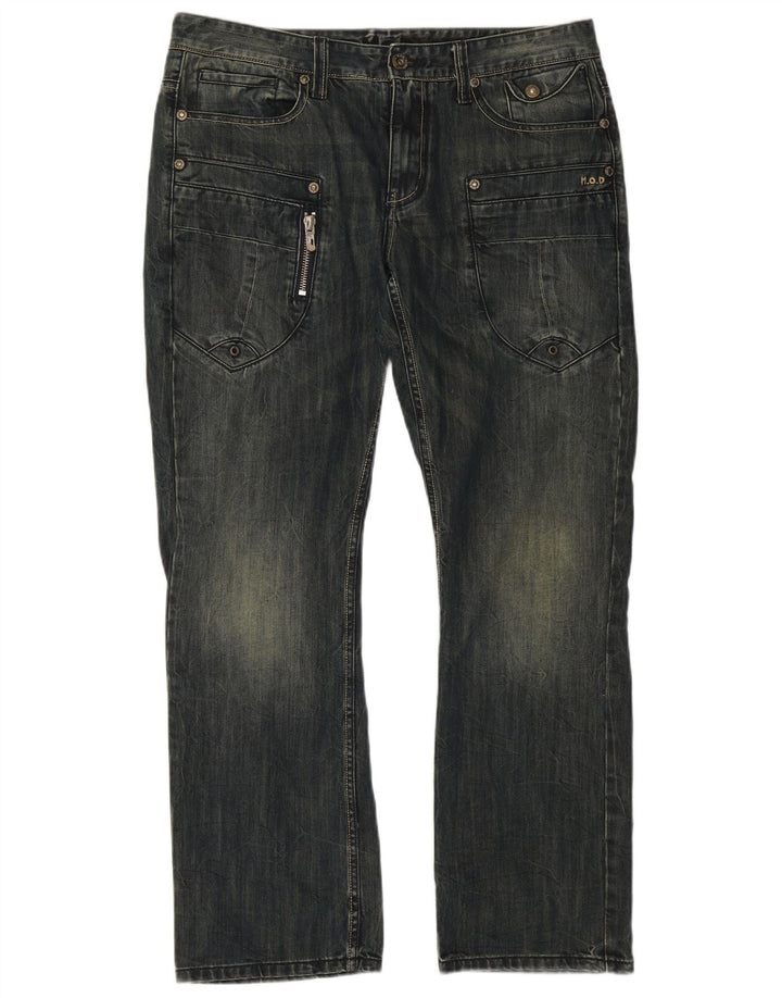 Jeans dritti cargo da uomo vintage W36 L32 in cotone blu navy