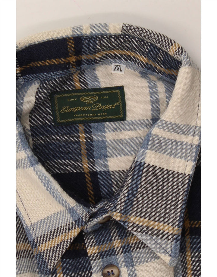 EUROPEAN PROJECT Mens Flannel Shirt 2XL Grey Check Vintage European Project and Second-Hand European Project from Messina Hembry 