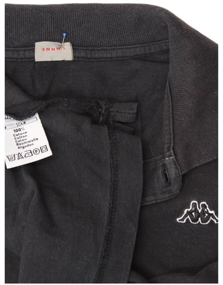 KAPPA Mens Long Sleeve Polo Shirt Large Black Cotton
