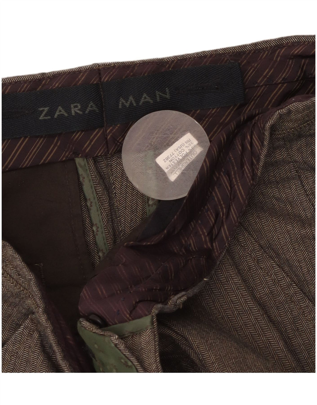 Pantaloni da abito dritti da uomo Zara W36 L31 in cotone grigio a spina di pesce