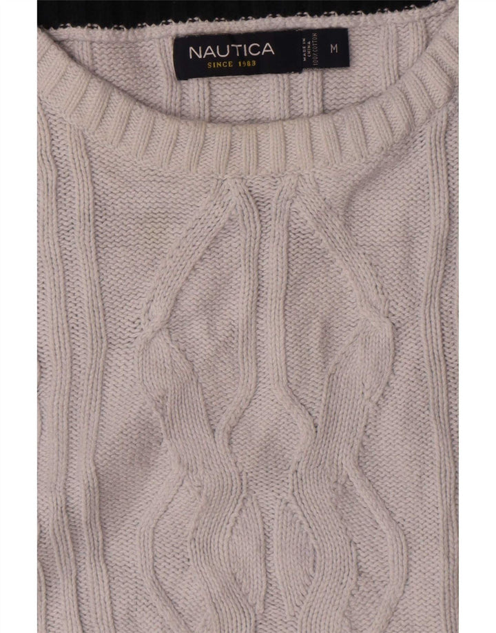 Maglione da uomo Nautica con scollo a barca in cotone bianco medio