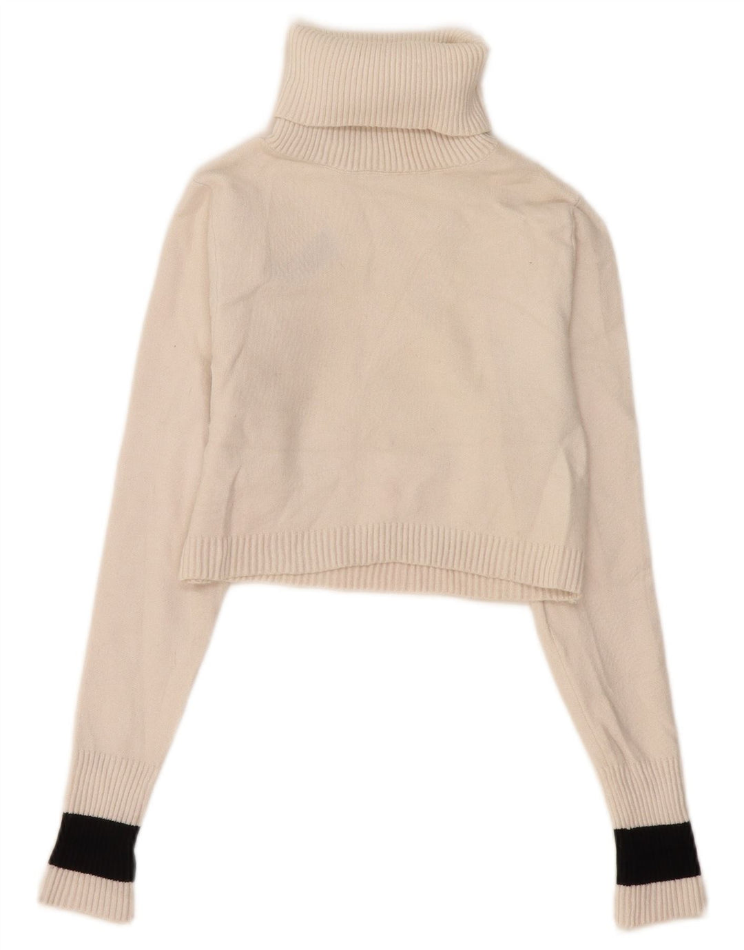 Maglione corto da donna Zara con collo alto, UK 12, blocco colore bianco medio