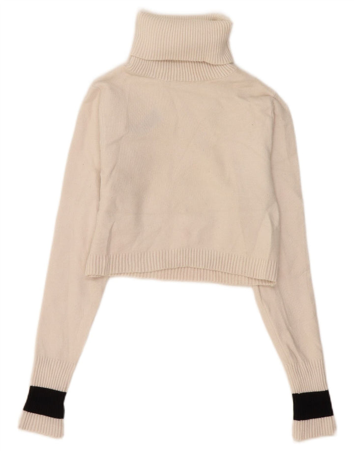 Maglione corto da donna Zara con collo alto, UK 12, blocco colore bianco medio