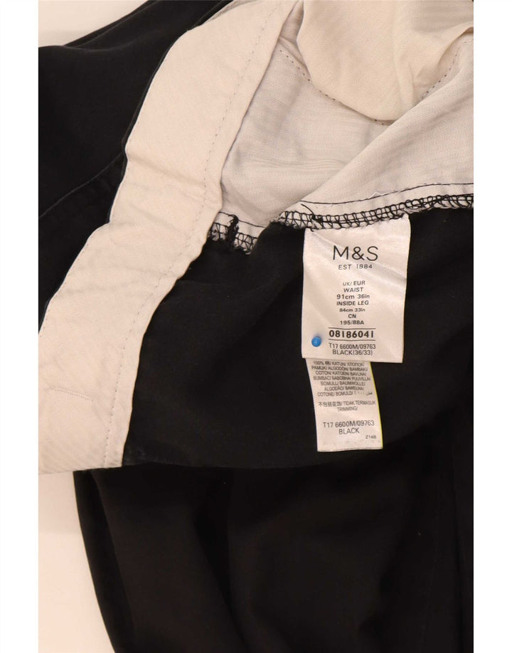 Pantaloni chino dritti da uomo Marks & Spencer W36 L33 cotone nero