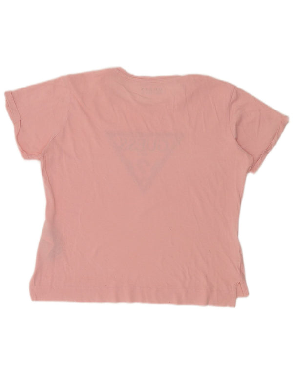 Guess T-shirt grafica oversize da donna Top UK 8 Small Cotone rosa